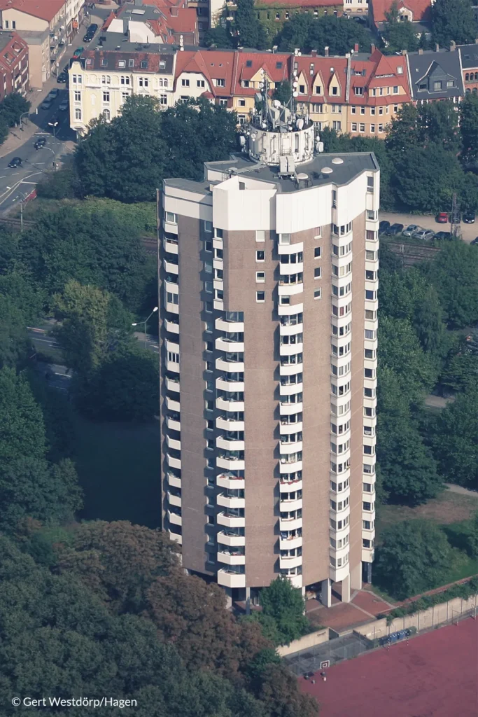 Luftaufnahme vom Iduna Hochhaus in Osnabrück